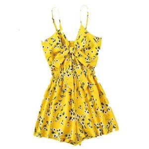 MAKEMECHIC Wide Leg Elastic Waist Boho Cami Romper